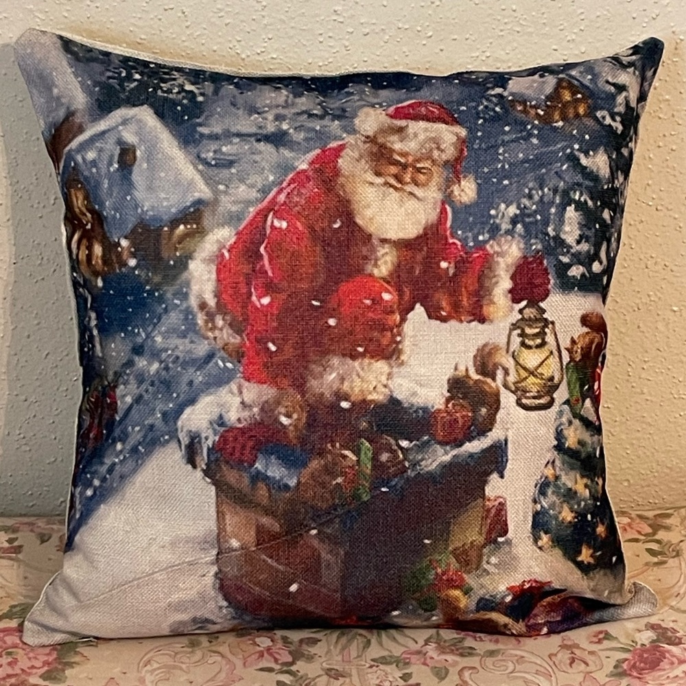 New Christmas Santa Chimney Decorative Throw Pillow